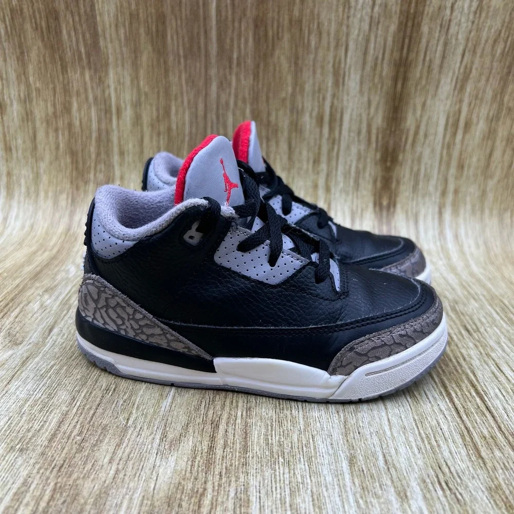 Nike Air Jordan 3 Retro Kid's Size 10C Black Cement Grey Shoes DM0968-010